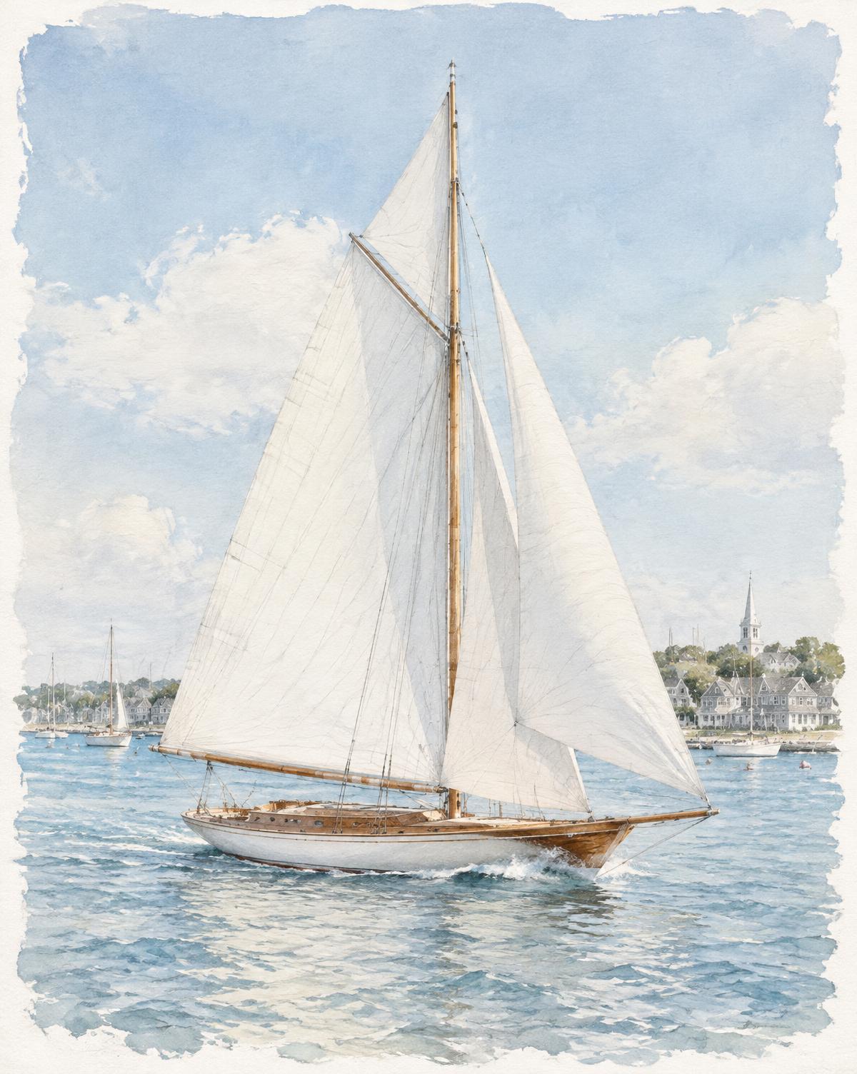 Classic sailboat in Nantucket Harbor